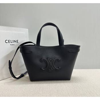Celine Mini Cabas Anais Cuir Triomphe Tote Bag in Grained Calfskin Black 2025 118613 (BL-250520008)
