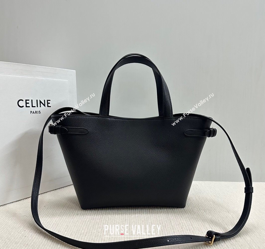 Celine Mini Cabas Anais Cuir Triomphe Tote Bag in Grained Calfskin Black 2025 118613 (BL-250520008)