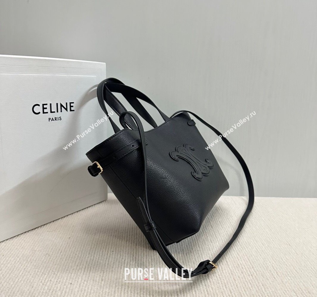 Celine Mini Cabas Anais Cuir Triomphe Tote Bag in Grained Calfskin Black 2025 118613 (BL-250520008)