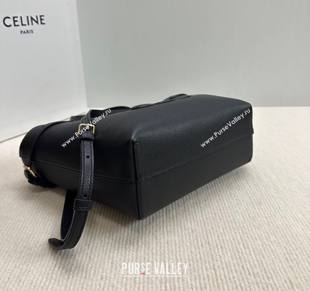 Celine Mini Cabas Anais Cuir Triomphe Tote Bag in Grained Calfskin Black 2025 118613 (BL-250520008)