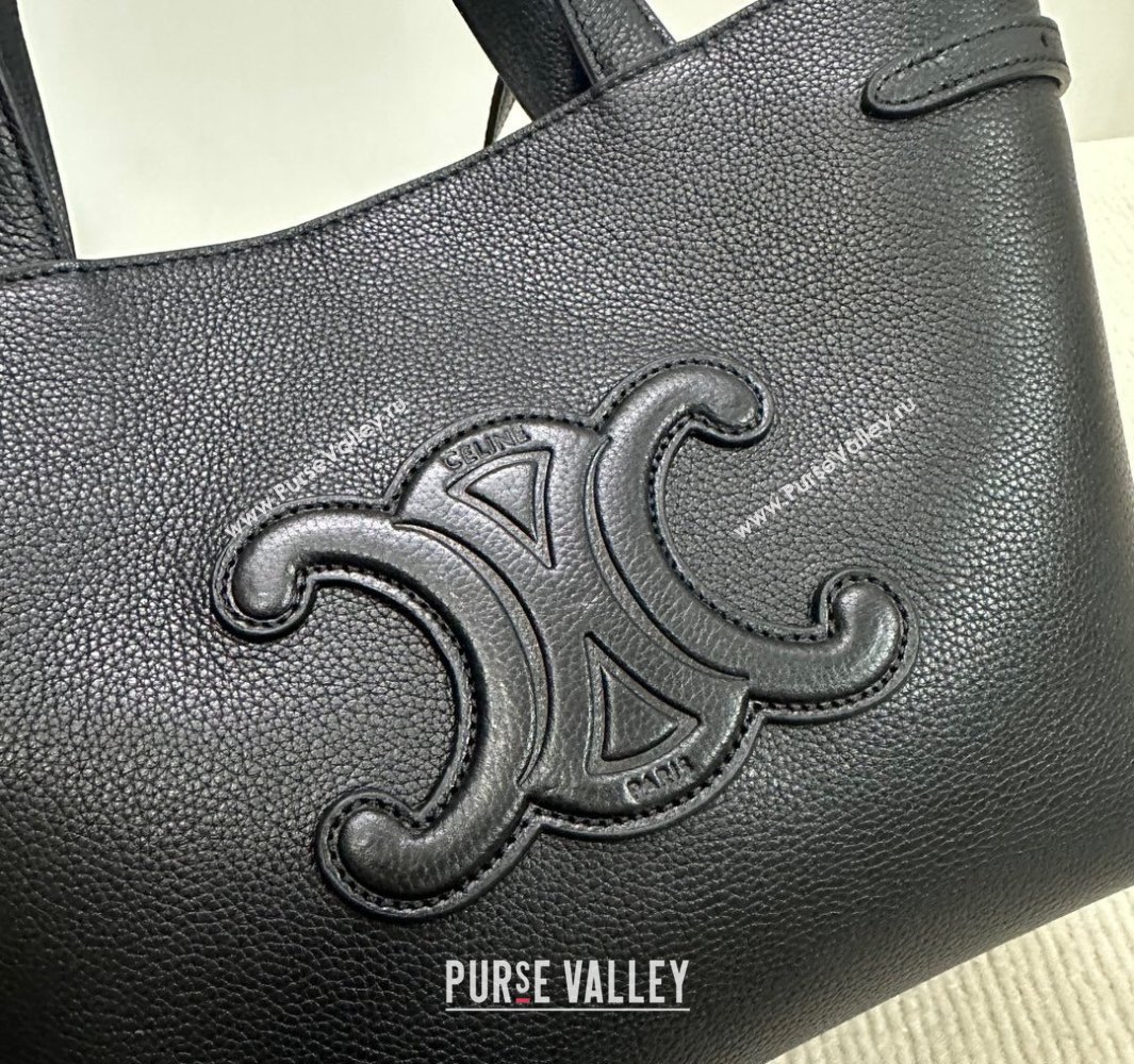 Celine Mini Cabas Anais Cuir Triomphe Tote Bag in Grained Calfskin Black 2025 118613 (BL-250520008)