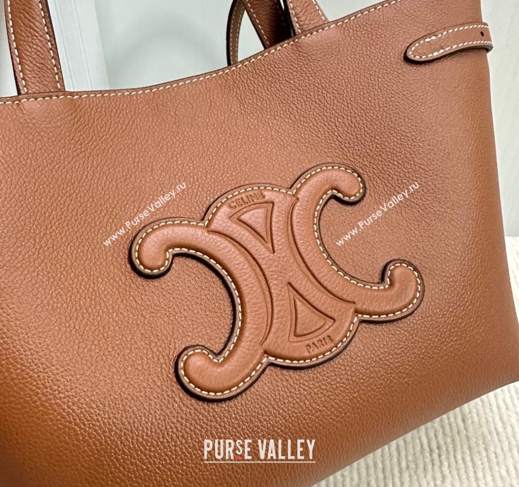 Celine Mini Cabas Anais Cuir Triomphe Tote Bag in Grained Calfskin Tan Brown 2025 118613 (BL-250520009)