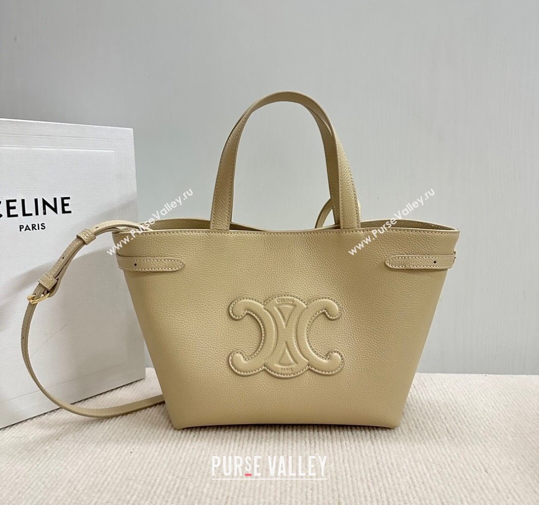 Celine Mini Cabas Anais Cuir Triomphe Tote Bag in Grained Calfskin Light Apricot 2025 118613 (BL-250520010)