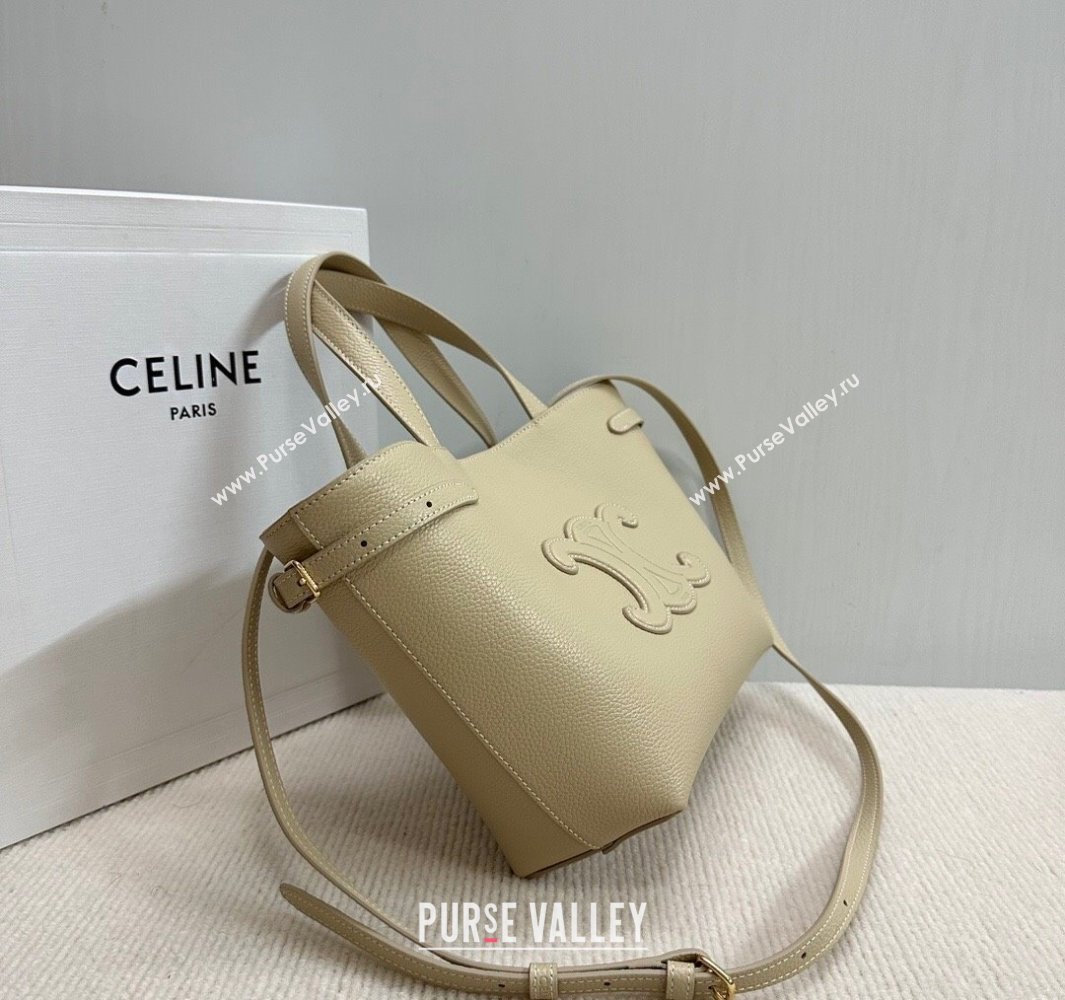 Celine Mini Cabas Anais Cuir Triomphe Tote Bag in Grained Calfskin Light Apricot 2025 118613 (BL-250520010)