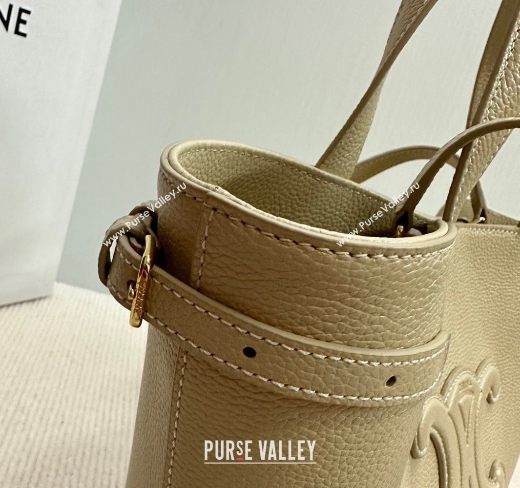 Celine Mini Cabas Anais Cuir Triomphe Tote Bag in Grained Calfskin Light Apricot 2025 118613 (BL-250520010)