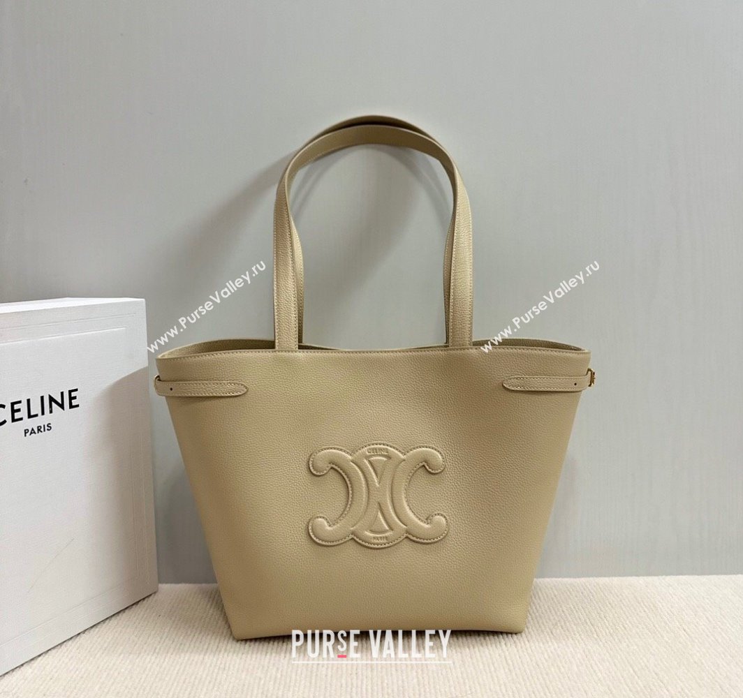 Celine Small Cabas Anais Cuir Triomphe Tote Bag in Grained Calfskin Light Apricot 2025 118233 (BL-250520011)
