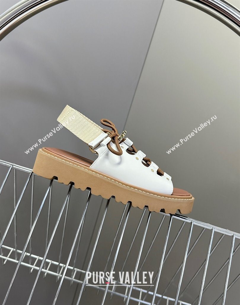 Celine Billie Chunky Sandals in Calfskin and Textile White 2025 (HQG-250604002)