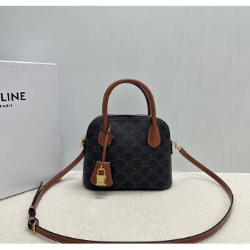 Celine Teen Honorine Bag in Triomphe Canvas and Calfskin Brown 2025 120682 (BL-250807044)