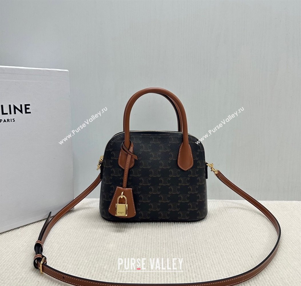 Celine Teen Honorine Bag in Triomphe Canvas and Calfskin Brown 2025 120682 (BL-250807044)