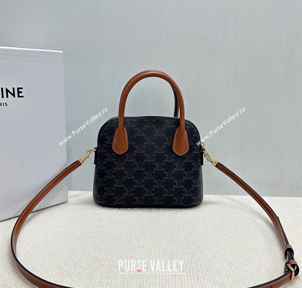 Celine Teen Honorine Bag in Triomphe Canvas and Calfskin Brown 2025 120682 (BL-250807044)