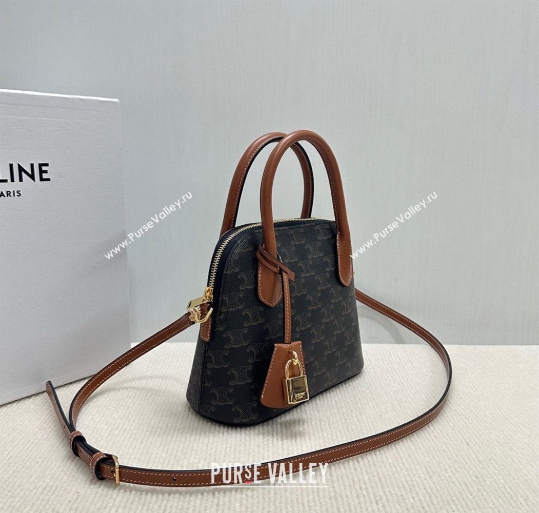 Celine Teen Honorine Bag in Triomphe Canvas and Calfskin Brown 2025 120682 (BL-250807044)