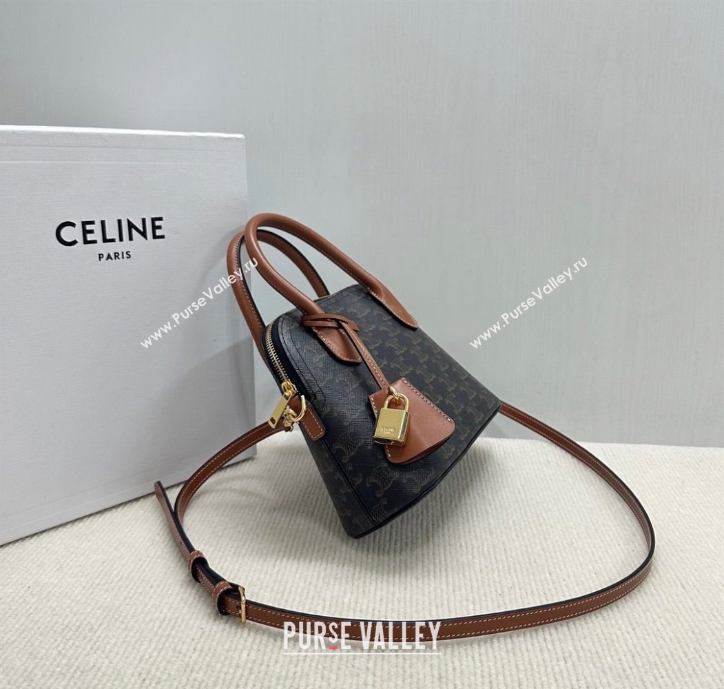 Celine Teen Honorine Bag in Triomphe Canvas and Calfskin Brown 2025 120682 (BL-250807044)