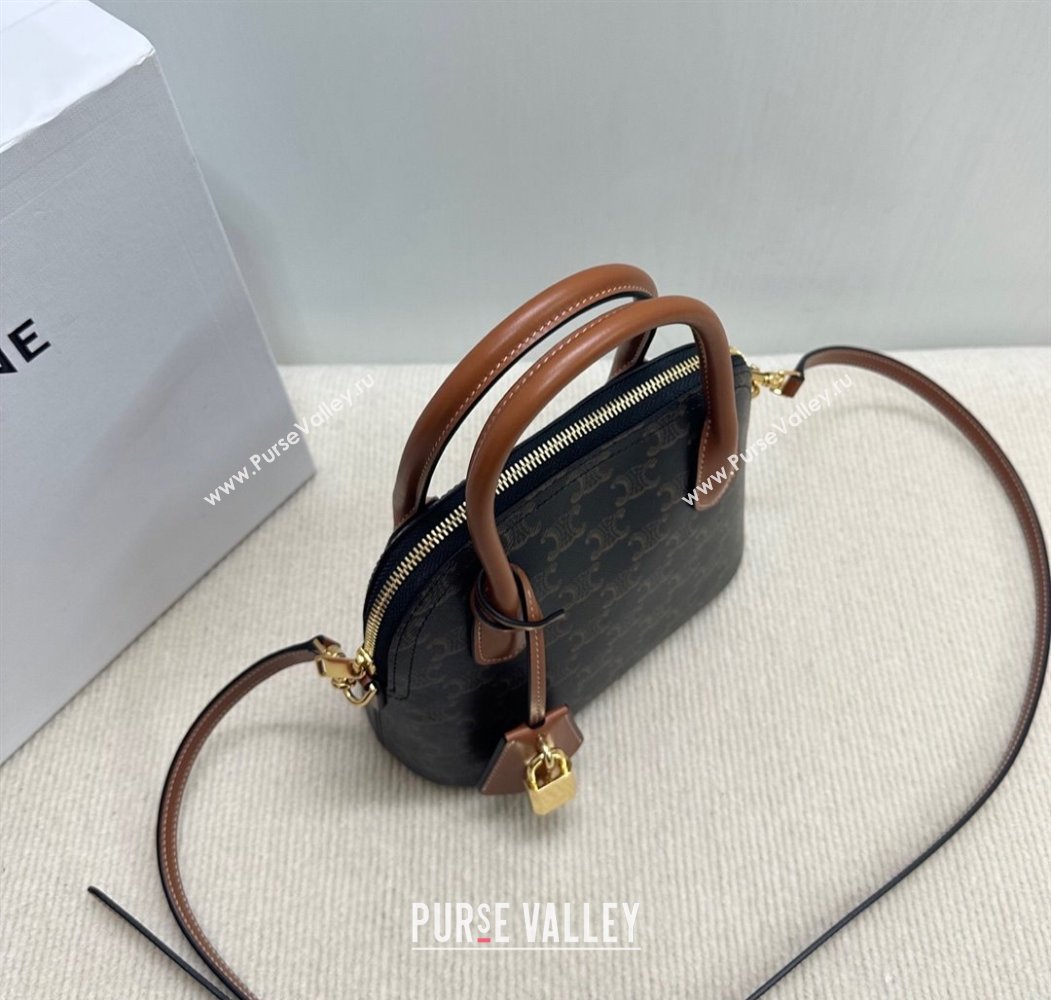 Celine Teen Honorine Bag in Triomphe Canvas and Calfskin Brown 2025 120682 (BL-250807044)