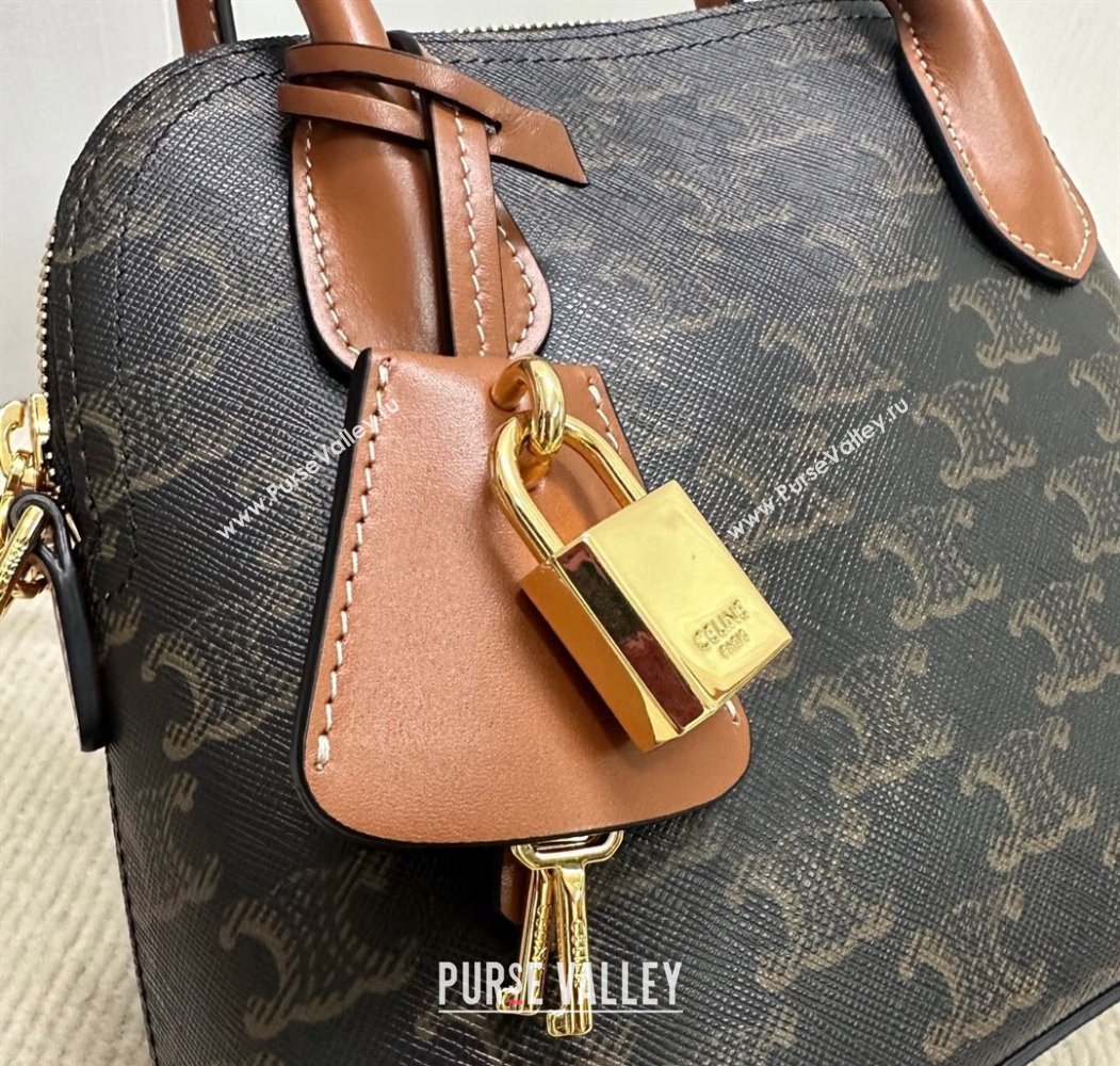 Celine Teen Honorine Bag in Triomphe Canvas and Calfskin Brown 2025 120682 (BL-250807044)