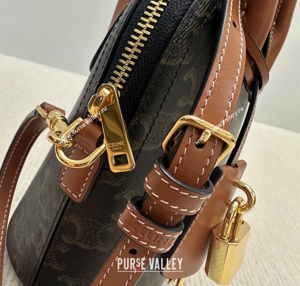 Celine Teen Honorine Bag in Triomphe Canvas and Calfskin Brown 2025 120682 (BL-250807044)