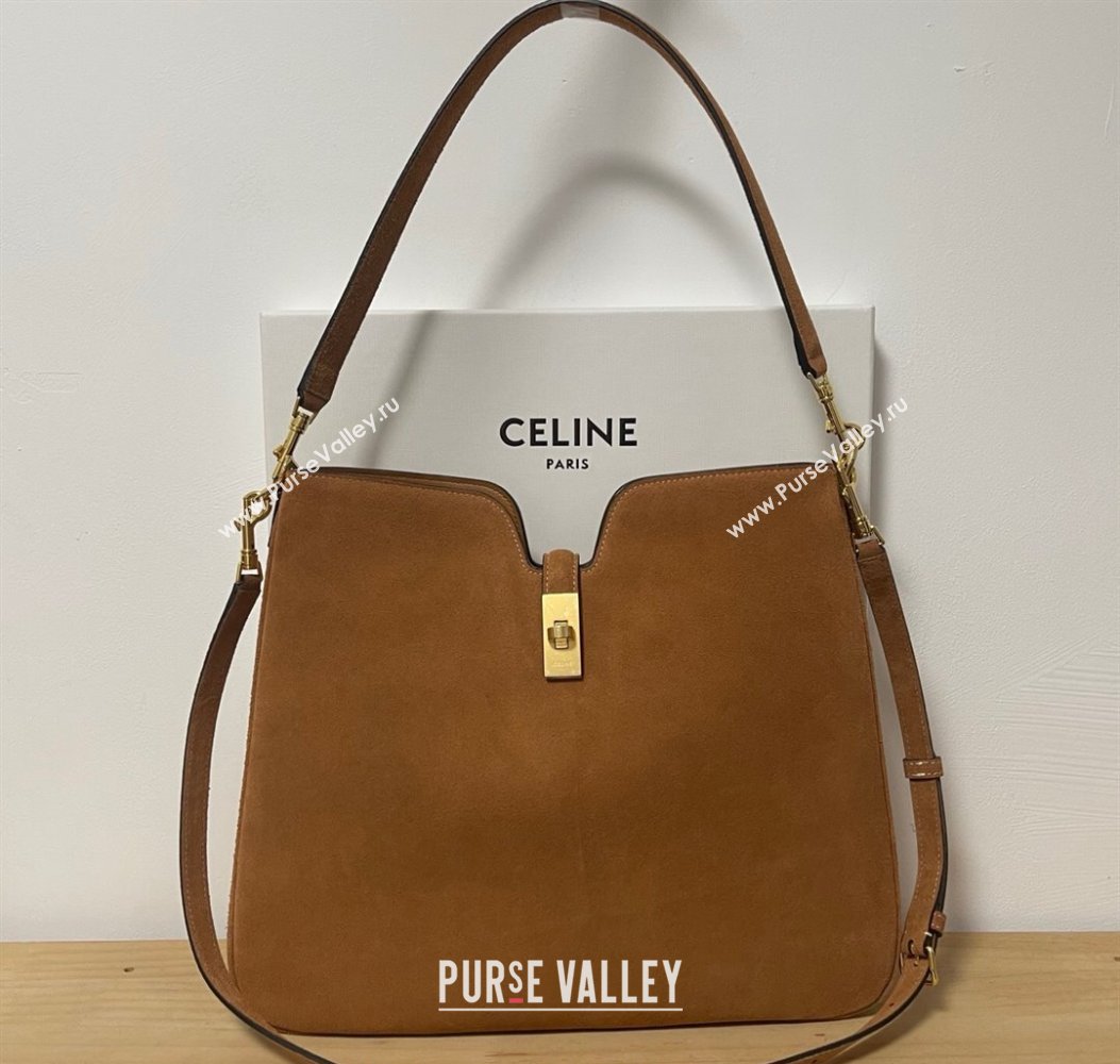 Celine Medium Camille16 Soft Bag in Suede Brown 2025 119563 (BL-250807055)