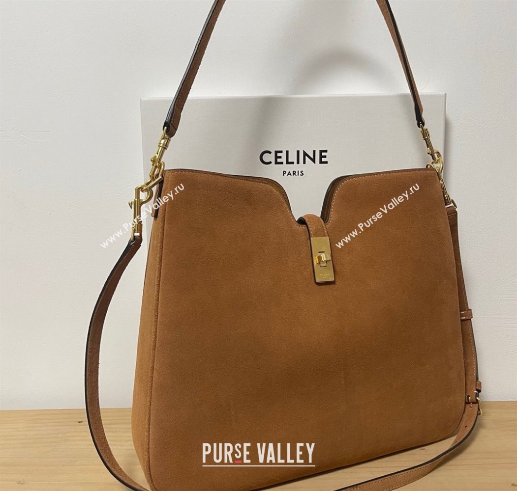 Celine Medium Camille16 Soft Bag in Suede Brown 2025 119563 (BL-250807055)