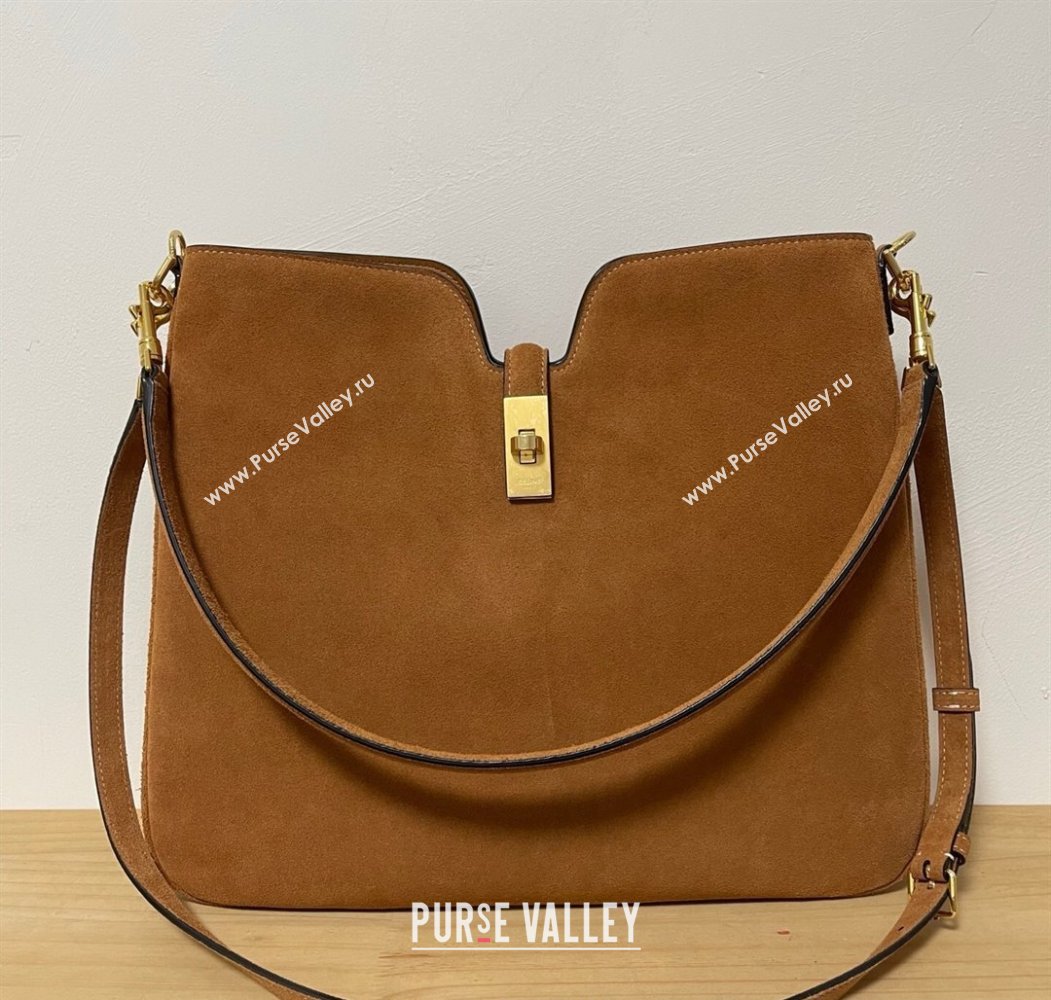 Celine Medium Camille16 Soft Bag in Suede Brown 2025 119563 (BL-250807055)
