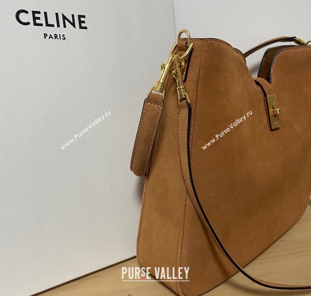 Celine Medium Camille16 Soft Bag in Suede Brown 2025 119563 (BL-250807055)