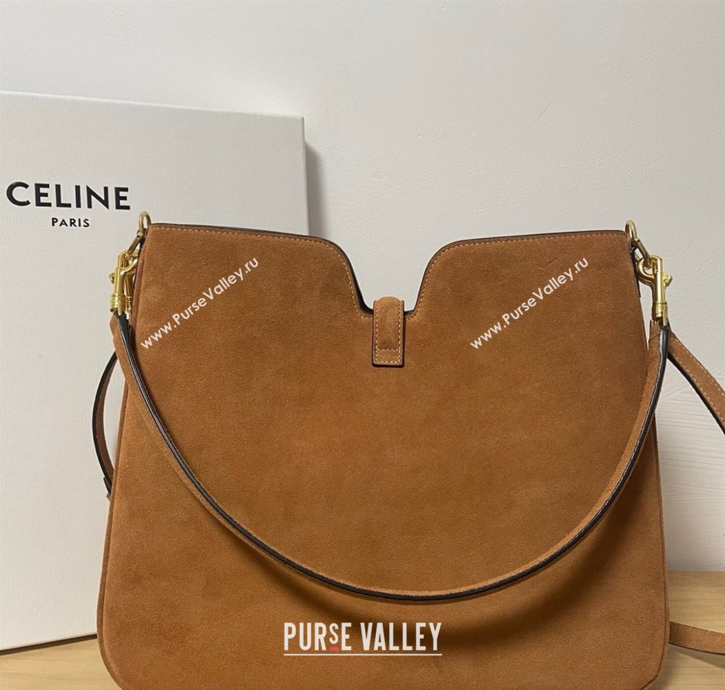 Celine Medium Camille16 Soft Bag in Suede Brown 2025 119563 (BL-250807055)