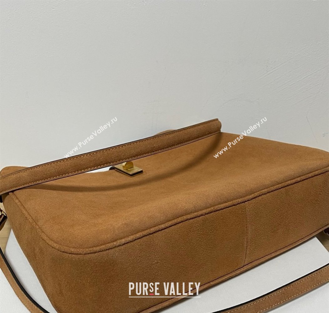 Celine Medium Camille16 Soft Bag in Suede Brown 2025 119563 (BL-250807055)