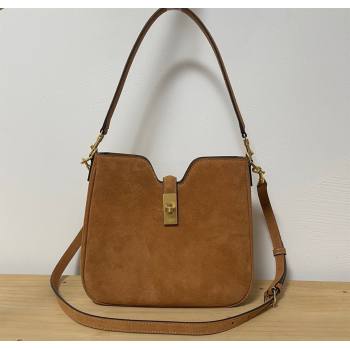 Celine Small Camille16 Soft Bag in Suede Brown 2025 120693 (BL-250807056)