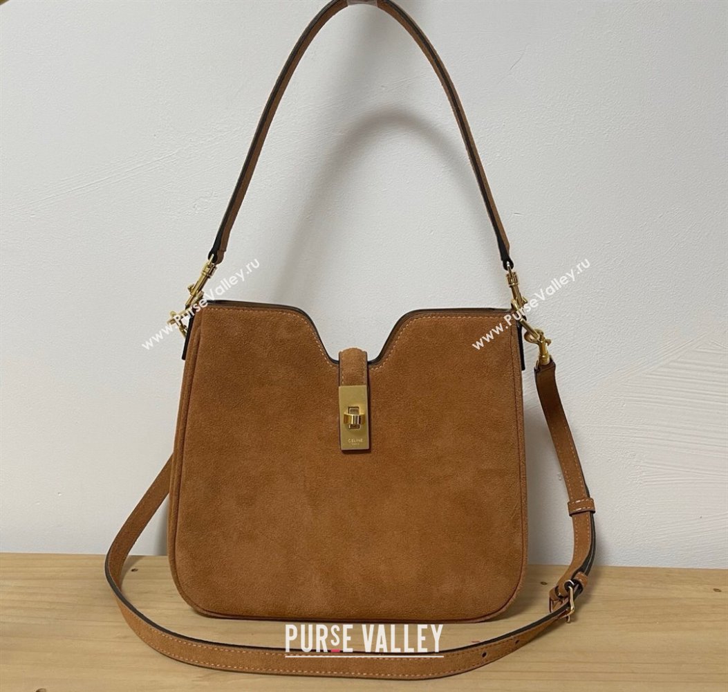 Celine Small Camille16 Soft Bag in Suede Brown 2025 120693 (BL-250807056)