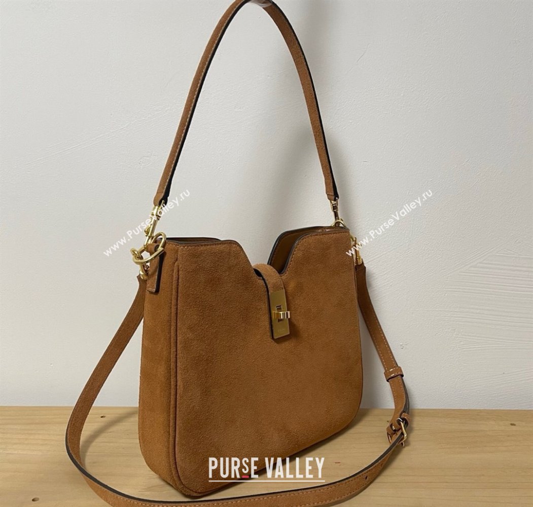 Celine Small Camille16 Soft Bag in Suede Brown 2025 120693 (BL-250807056)