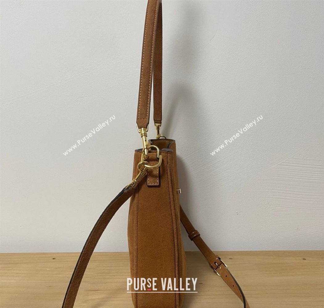 Celine Small Camille16 Soft Bag in Suede Brown 2025 120693 (BL-250807056)
