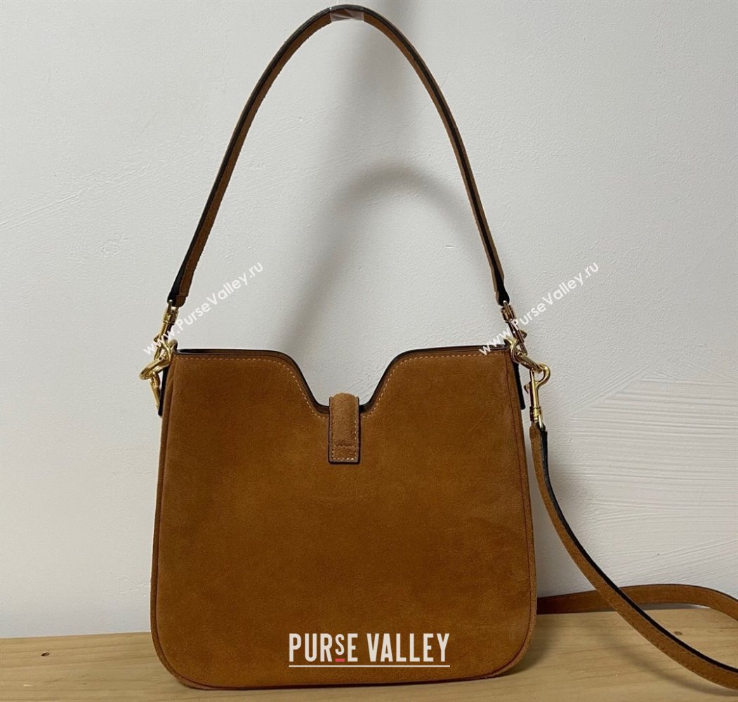 Celine Small Camille16 Soft Bag in Suede Brown 2025 120693 (BL-250807056)