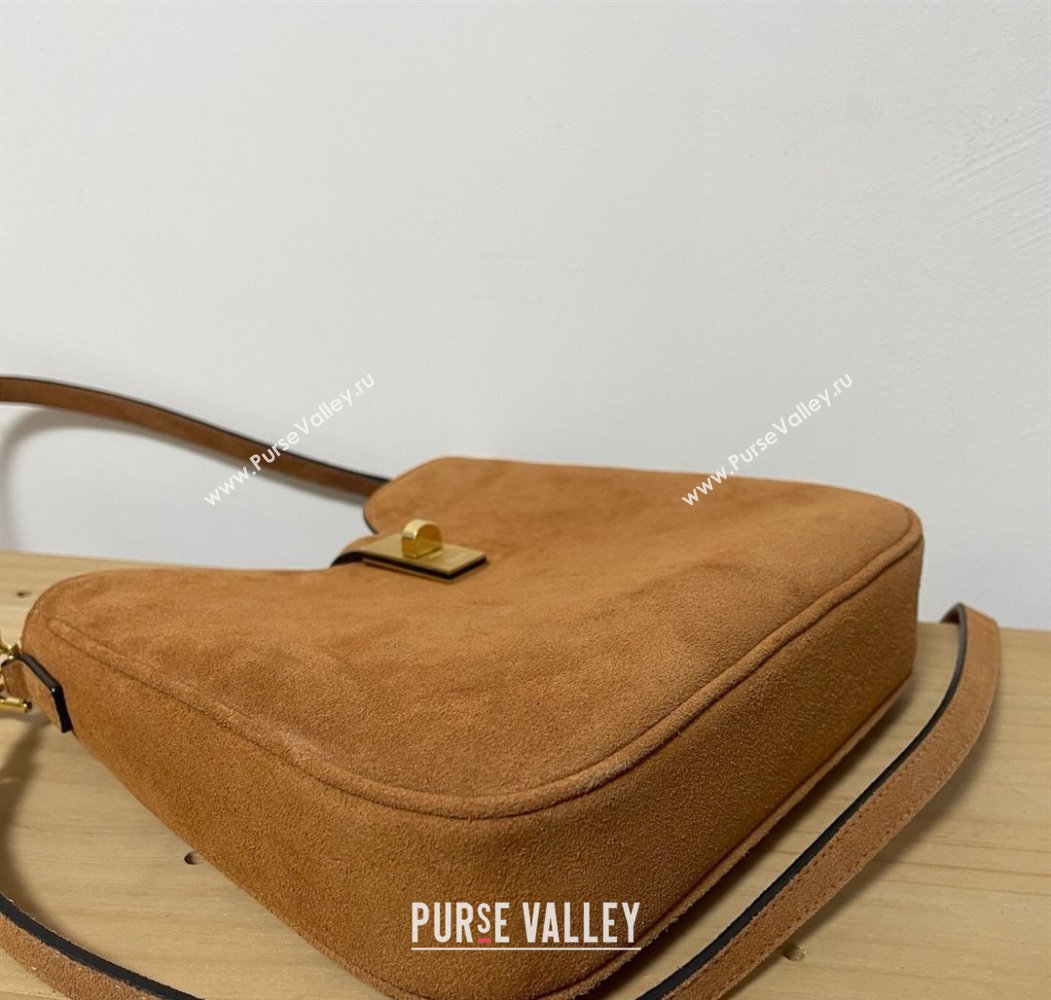 Celine Small Camille16 Soft Bag in Suede Brown 2025 120693 (BL-250807056)