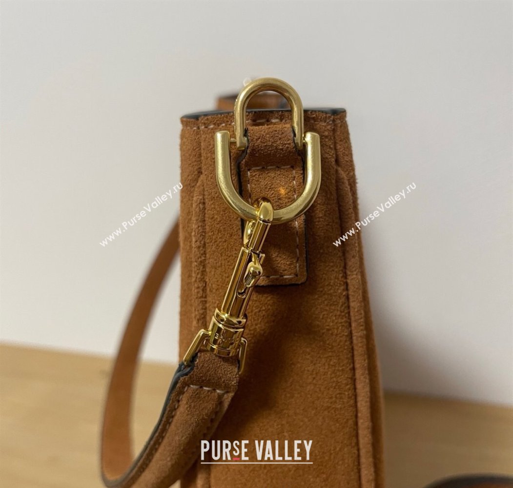 Celine Small Camille16 Soft Bag in Suede Brown 2025 120693 (BL-250807056)