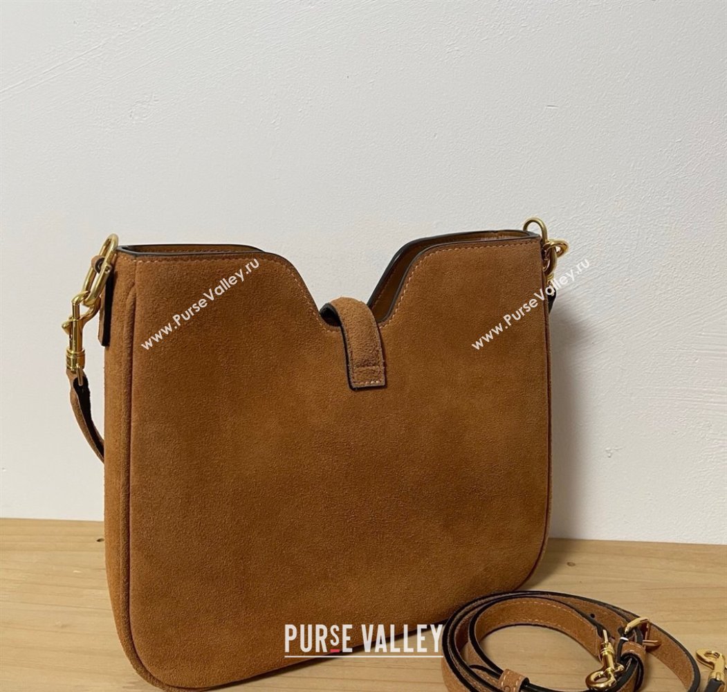 Celine Small Camille16 Soft Bag in Suede Brown 2025 120693 (BL-250807056)