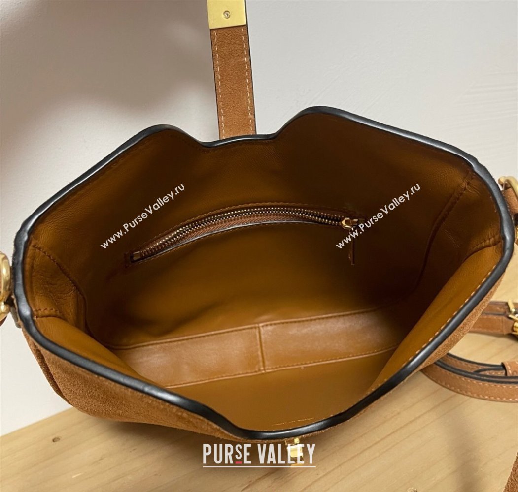 Celine Small Camille16 Soft Bag in Suede Brown 2025 120693 (BL-250807056)