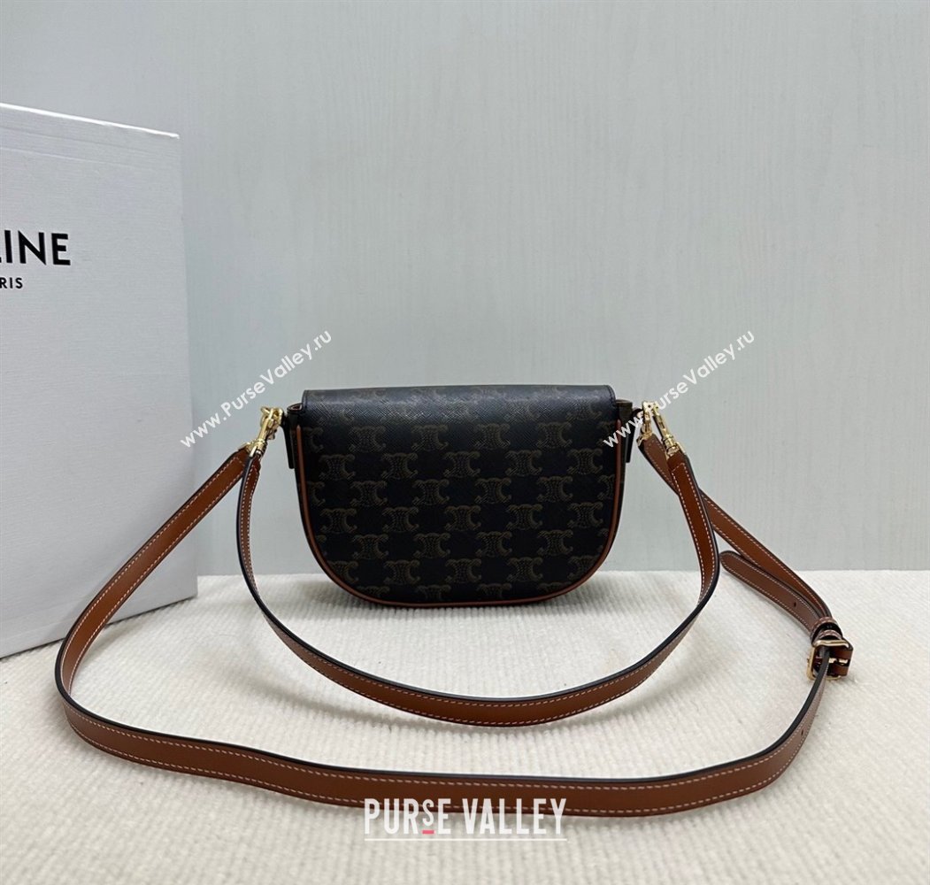 Celine Folco Shoulder Bag in Triomphe Canvas and Calfskin Brown 2025 122652 (BL-250807045)
