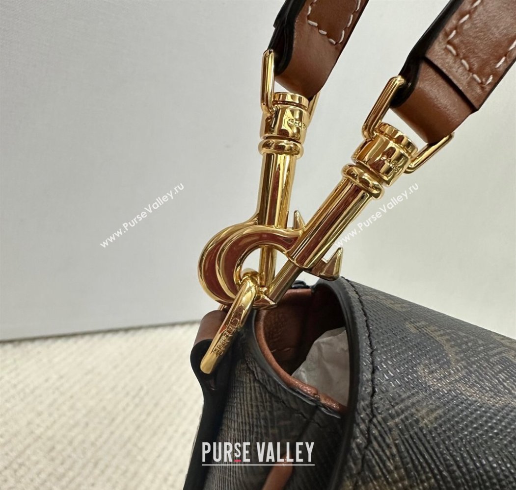 Celine Folco Shoulder Bag in Triomphe Canvas and Calfskin Brown 2025 122652 (BL-250807045)