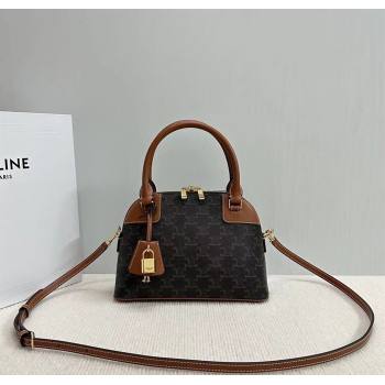 Celine Top Handle Bag in Triomphe Canvas and Calfskin 2025 121082 (BL-250807046)