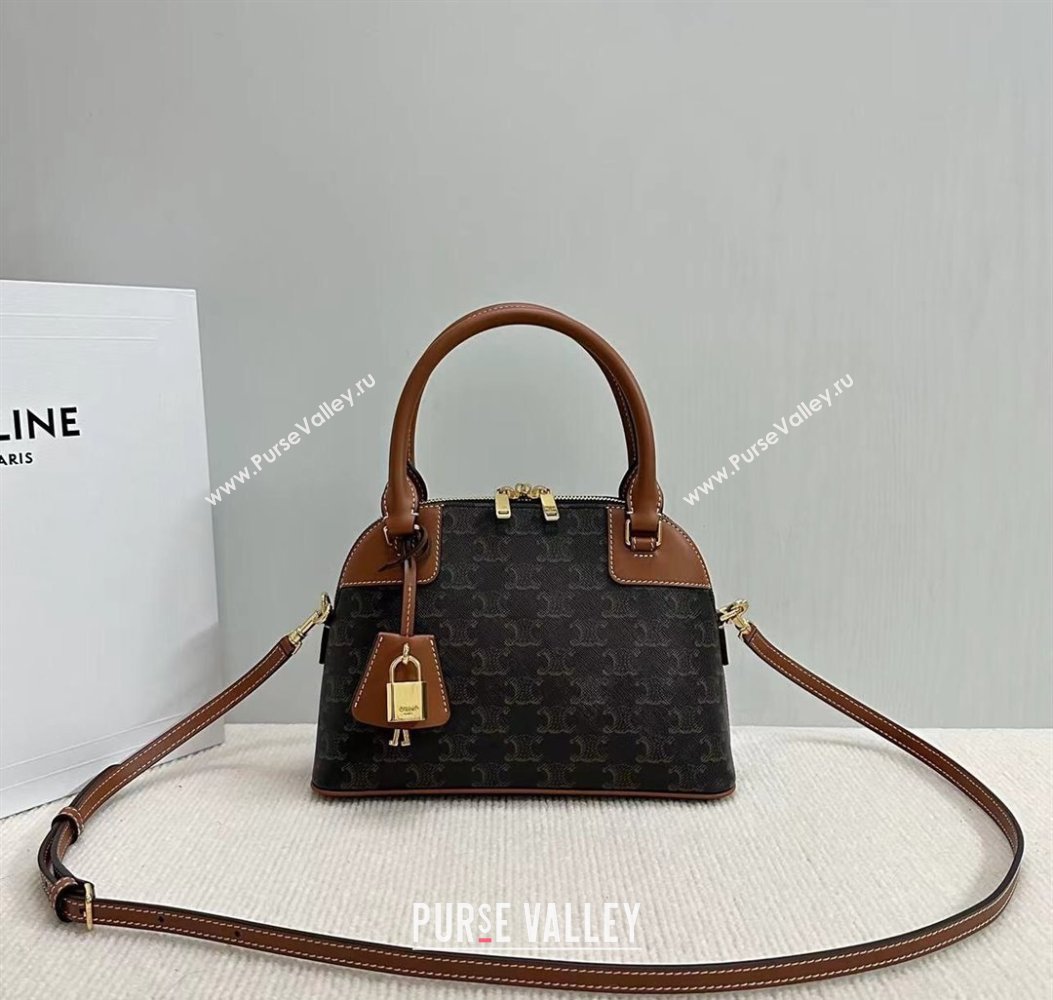 Celine Top Handle Bag in Triomphe Canvas and Calfskin 2025 121082 (BL-250807046)