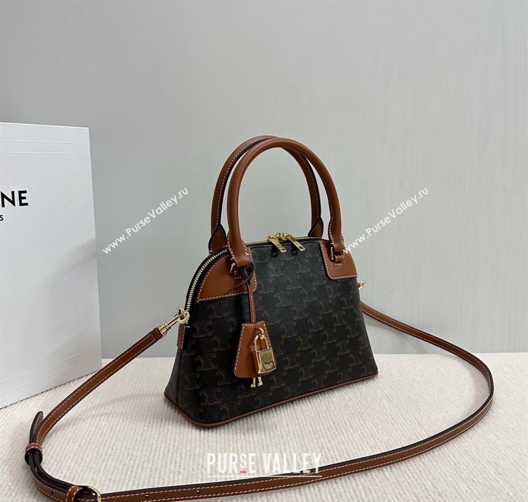 Celine Top Handle Bag in Triomphe Canvas and Calfskin 2025 121082 (BL-250807046)