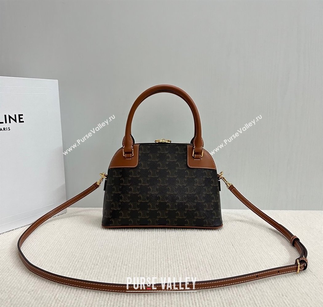 Celine Top Handle Bag in Triomphe Canvas and Calfskin 2025 121082 (BL-250807046)