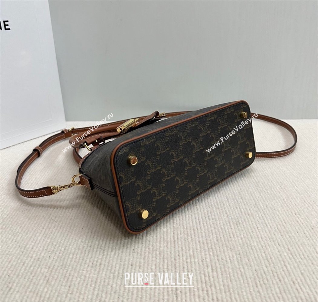 Celine Top Handle Bag in Triomphe Canvas and Calfskin 2025 121082 (BL-250807046)