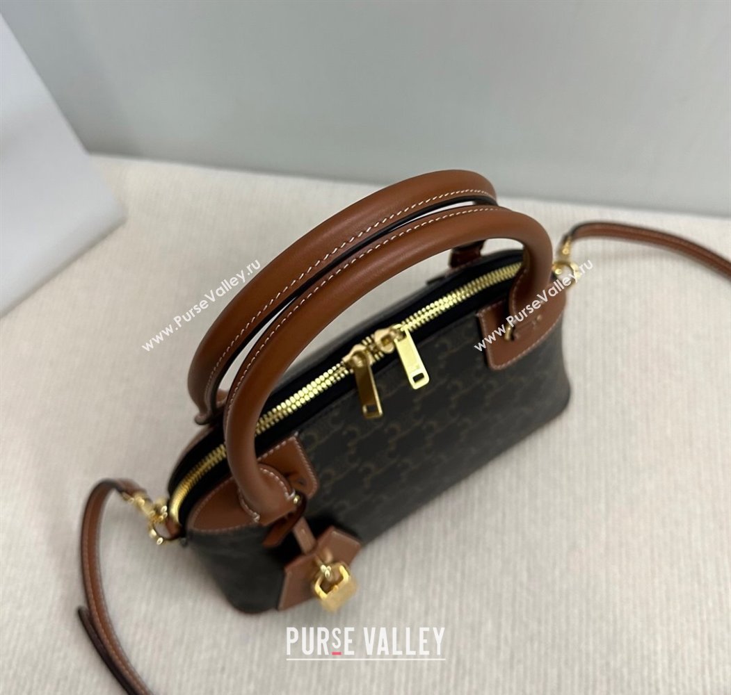 Celine Top Handle Bag in Triomphe Canvas and Calfskin 2025 121082 (BL-250807046)