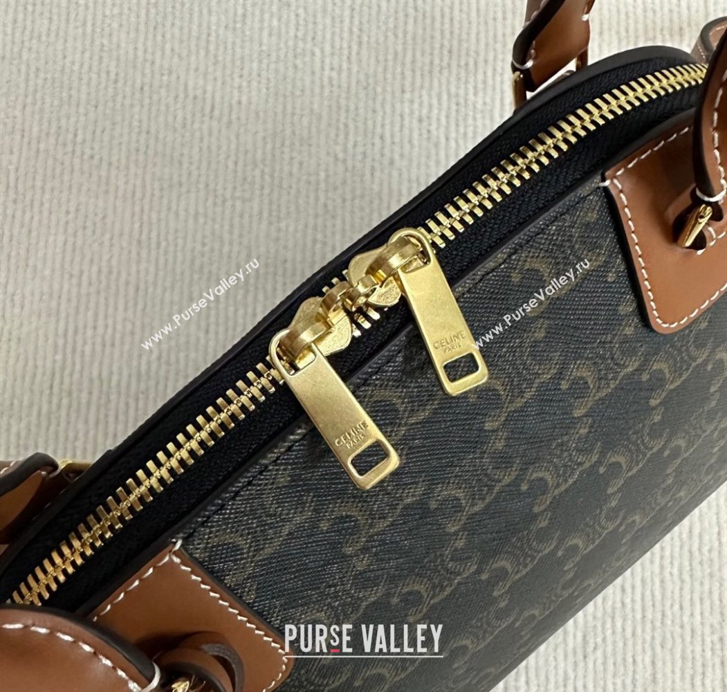 Celine Top Handle Bag in Triomphe Canvas and Calfskin 2025 121082 (BL-250807046)