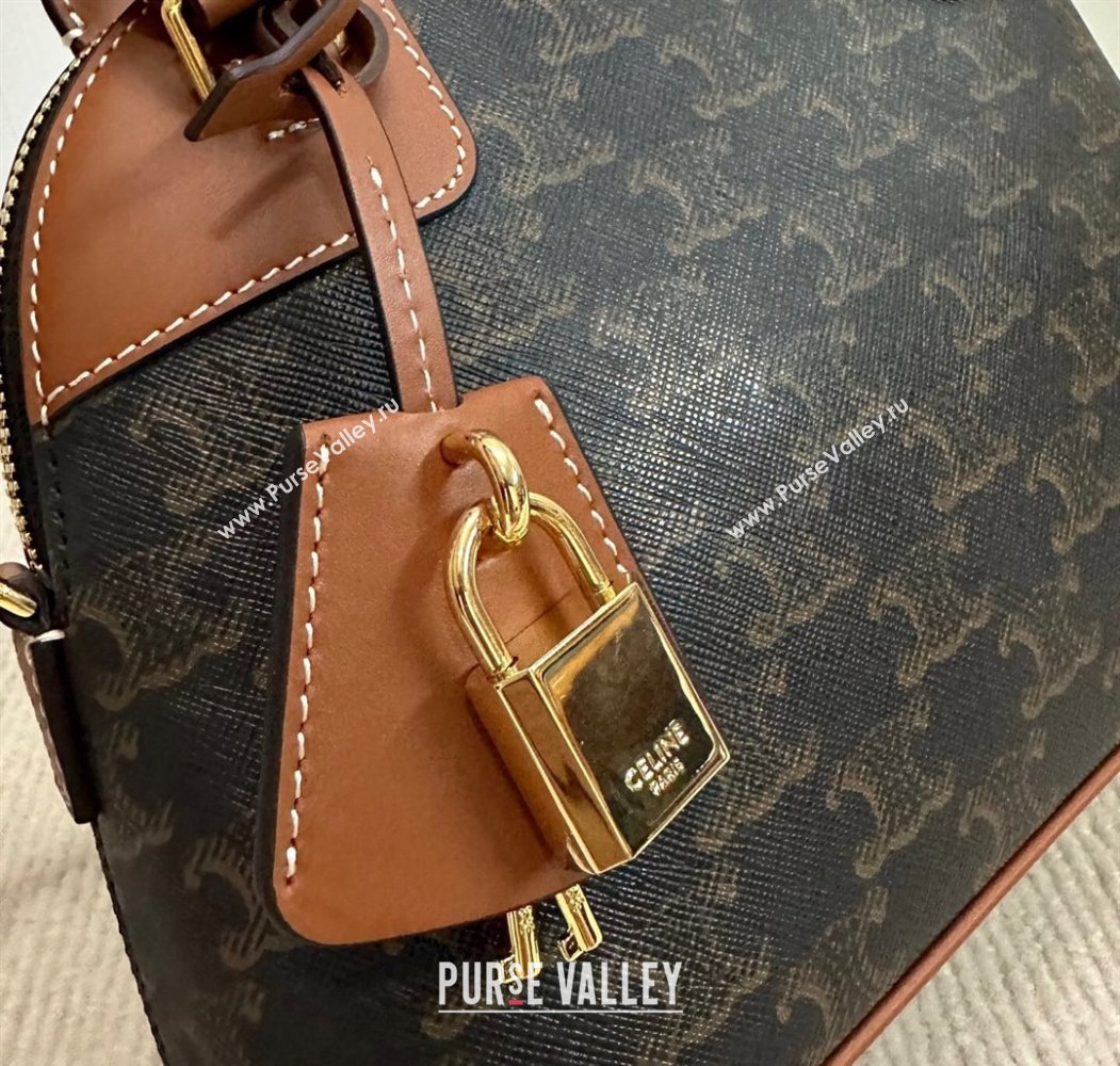 Celine Top Handle Bag in Triomphe Canvas and Calfskin 2025 121082 (BL-250807046)