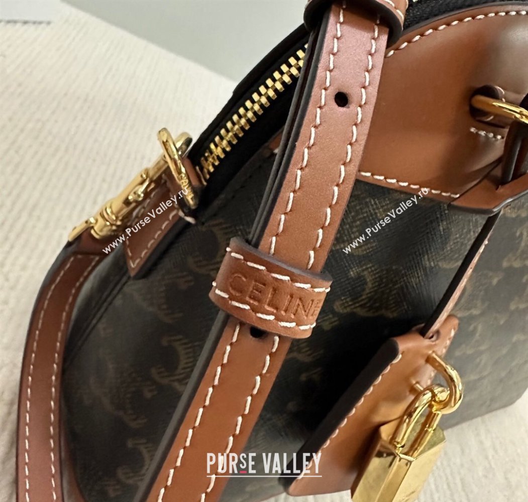 Celine Top Handle Bag in Triomphe Canvas and Calfskin 2025 121082 (BL-250807046)