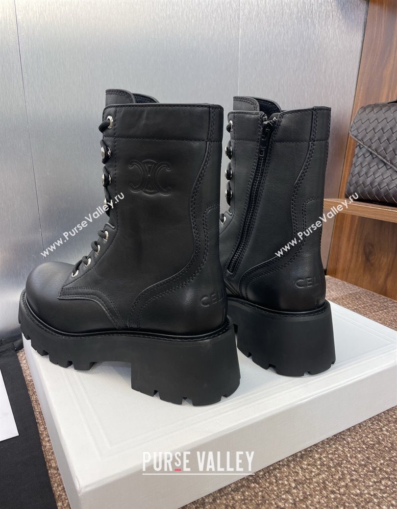 Celine Triomphe Rangers Mid Lace-up Boots 5cm in Calfskin Black 2025 CE082606 (JC-250826083)