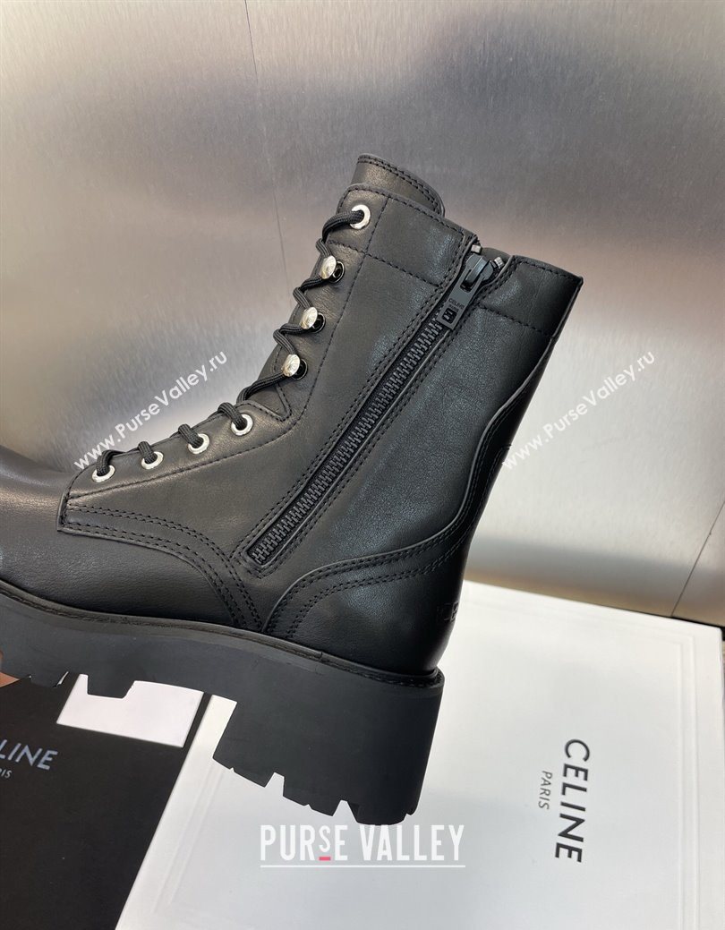 Celine Triomphe Rangers Mid Lace-up Boots 5cm in Calfskin Black 2025 CE082606 (JC-250826083)