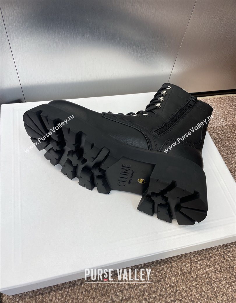 Celine Triomphe Rangers Mid Lace-up Boots 5cm in Calfskin Black 2025 CE082606 (JC-250826083)