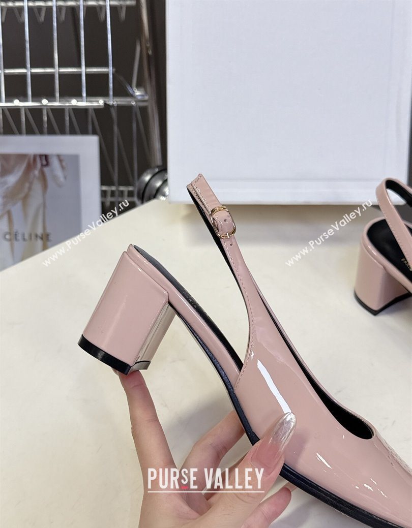 Celine Lily Perforated Triomphe Slingback Pumps 6cm in Patent Calfskin Blush Pink 2025 CE082614 (MD-250826117)