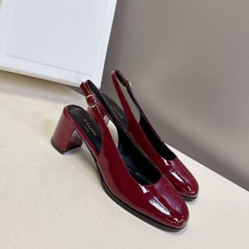 Celine Lily Perforated Triomphe Slingback Pumps 6cm in Patent Calfskin Red 2025 CE082614 (MD-250826118)